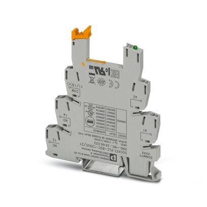 [PHO2966032] Borne de base PLC de 6,2 mm con conexión por tornillo, sin equipamiento de relé o relé de estado sólido, para montar sobre carril NS 35/7,5, 1 contacto conmutado, tensión de entrada 120 V AC/DC