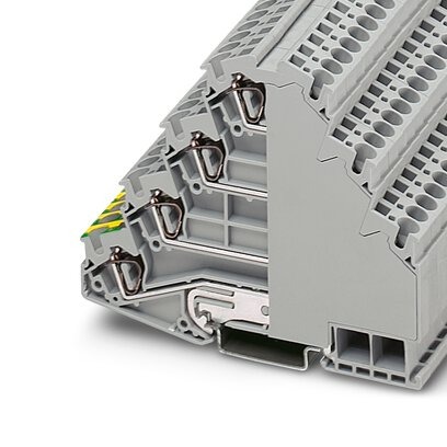 [PHO3038338] Borne de tierra de conexión por resorte, Tipo de conexión: Conexión por resorte, Sección: 0,08 mm² - 6 mm², AWG: 28 - 10, Anchura: 6,2 mm, Color: gris, Tipo de montaje: NS 35/7,5, NS 35/15