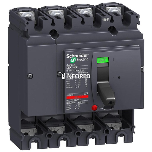 [SCHLV430395] Dis-Interruptor Caja Moldeada s/Relé de Prot. NSX 4x160 A- P Corte 25kA