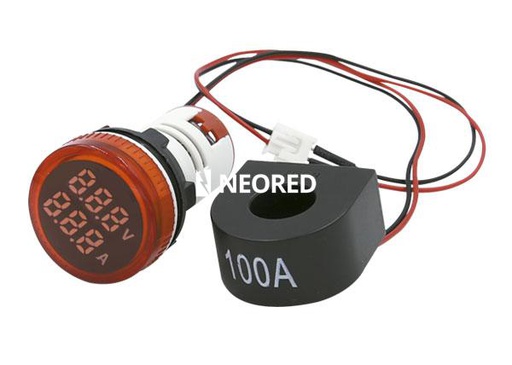 [TBCAD22DS-RVA] MINI VOLTIMETRO-AMP. DIGITAL COLOR ROJO