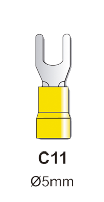 [TBCC11] TERMINALES PREAISLADOS HORQUILLA 5MM AMARILLO