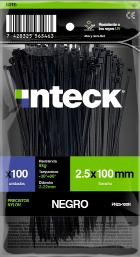 [CORPN36-150N] PRECINTO DE NYLON 3.6MM X 150MM - NEGRO X 100 UNI